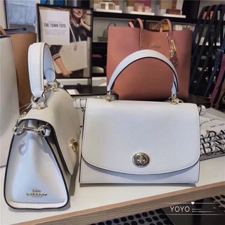 ใหม่ COACH G76618 Fendi หมุนฮูดกระเป๋าสะพายกระเป๋าถือกระเป๋า Messenger ได้