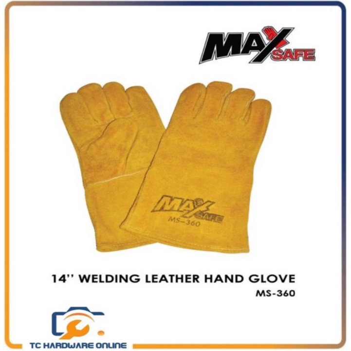 ถุงมือมือหนังแบบเต็มสีเหลืองขนาด 14 นิ้ว MAXSAFE