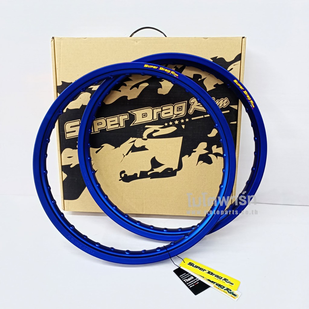 วงล้อ Super Drag Rim 1.20,1.40 ขอบ 17 สีน้ำเงิน ( ราคาต่อคู่ ) ‼️แถมเสื้อ