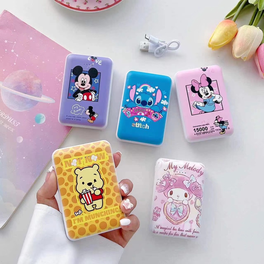【FuHua Shop】พร้อมส่ง น่ารักPowerbank 15000mAhแบตสำรองการ์ตูน พาวเวอร์แบงค์Cartoonรองรับชาร์จเร็วFast