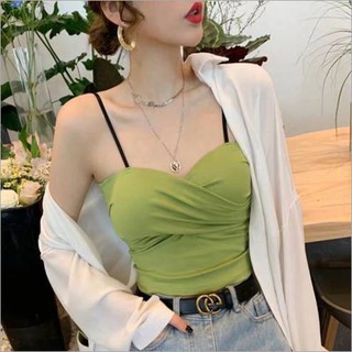 เสื้อสายเดี่ยวแฟชั่นผู้หยิง สายเดี่ยวเซ็กชี่ สไตล์เกาหลี ผ้านิ้มใส่สะบายมาก