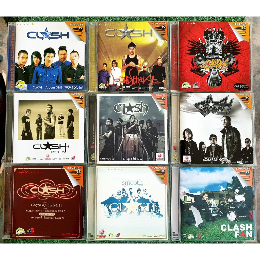 VCD แผ่นเพลง วงแคลช CLASH อัลบั้ม One/Soundshake/Brainstorm/Emotion/Crashing/Rock of Ages/Nine Miss 