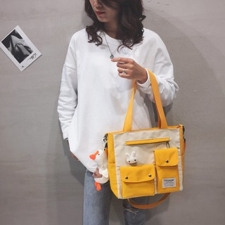 miumiubag(MI1337)-c2กระเป๋าผ้าสะพายข้างสีทรูโทน กระเป๋าสะพายข้างแคนวาส กระเป๋าผ้าวินเทจ