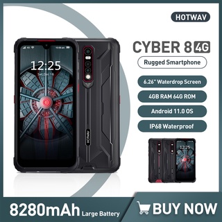 HOTWAV CYBER 8 Android 11 Mobile Phone IP68 Rugged Waterproof Cellphone 4GB 64GB Smartphone 16MP Camera 8280mAh