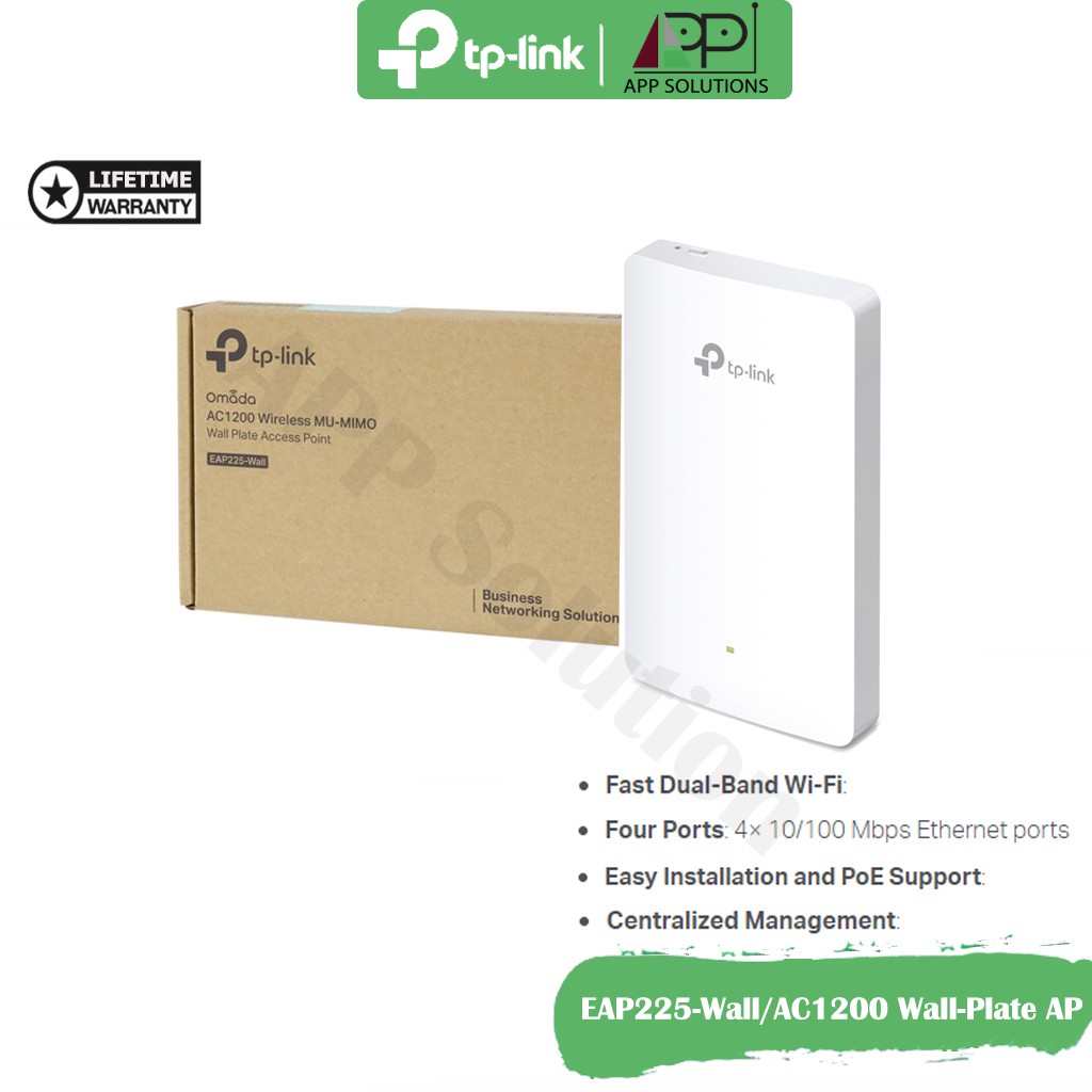 TP-LINK Access Point Wall-Plate AC1200 อุปกรณ์กระจายสัญญาณ รุ่นEAP225-Wall(ประกันLifetime)