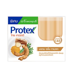 Protex โพรเทคส์ ไทย เทอราพี มะขาม ขมิ้น ทานาคา สบู่เพื่อผิวขาวกระจ่างใส 25กรัม x 6 ก้อน (8850006605783)