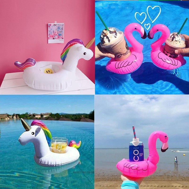 ที่วางแก้วน้ําเป่าลม รูปนกฟลามิงโก้ ยูนิคอร์นน่ารัก ขนาดเล็ก สําหรับตกแต่งปาร์ตี้ สระว่ายน้ํา บาร์ - รูปที่ 3