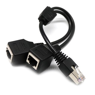 2-in-1 อะแดปเตอร์แยกสายเคเบิล อีเธอร์เน็ต ตัวผู้ เป็น 2 ตัวเมีย RJ45