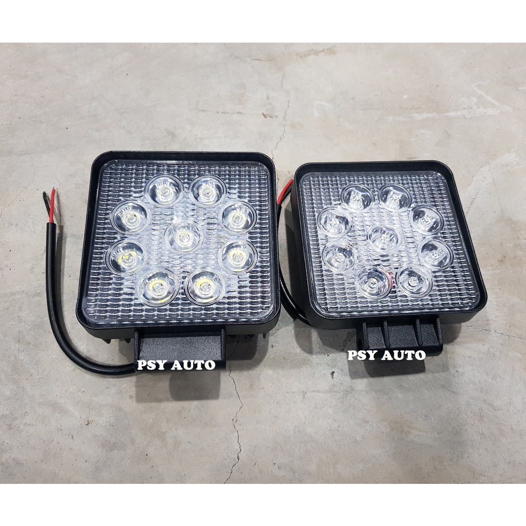 ไฟสปอร์ตไลท์ LED ฟลัดไลท์ 27 วัตต์ 27W 12โวล์ / 24โวล์ 12V/24V ทรงสี่เหลี่ยม หนา-บาง หน้ากว้าง 4นิ้ว