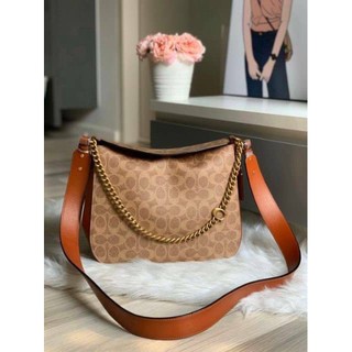 Coach  Signature Chain Hobo In Signature Canvas