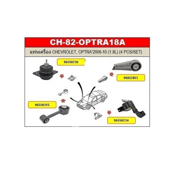 ชุดยางแท่นเครื่อง Chevrolet Optra เครื่อง 1.8