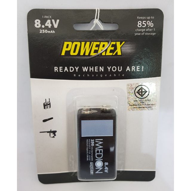 Powerex rechargable battery ถ่านชาร์จ 9V (8.4V)  250mah