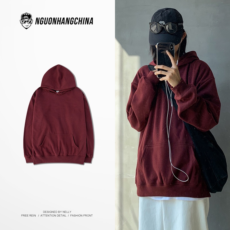 เสื้อฮู้ด Nelly Heybig สีแดงล้วน