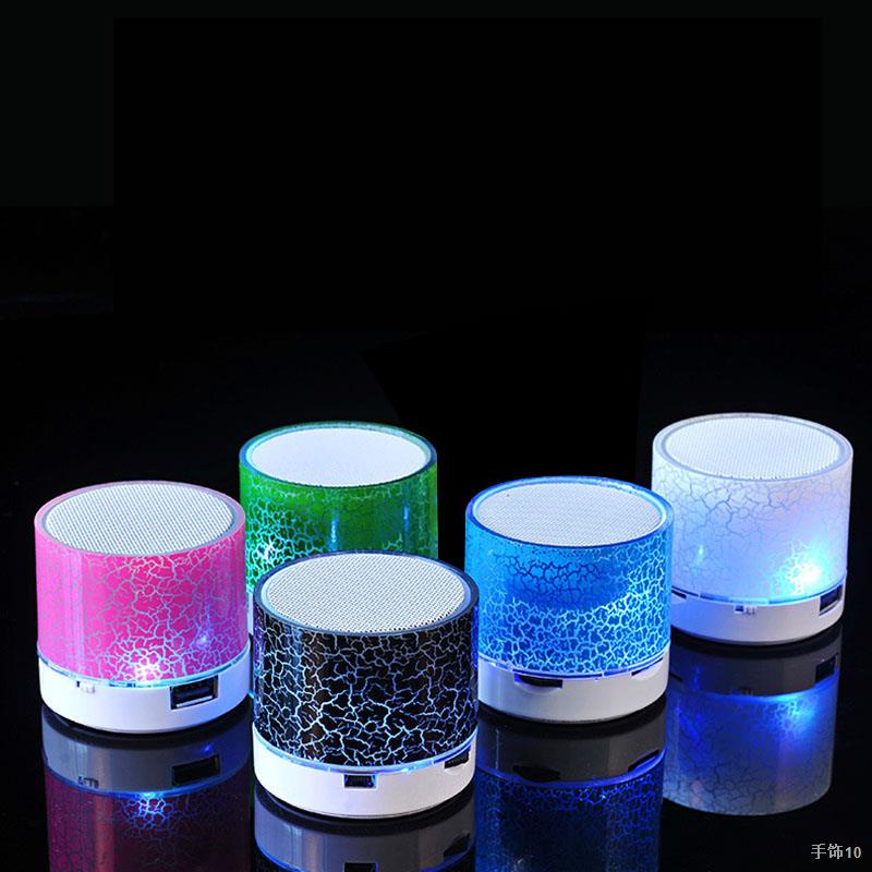 ✿A9 Mini Portable Speaker Bluetooth Wireless Car Audio Dazzling Crack LED Lights Subwoofer Support TF Card USB Charging