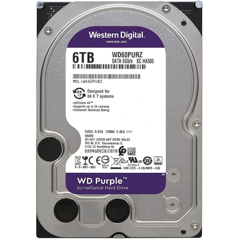 WD PURPLE 6TB WD60PURZ SATA 6Gb/s 64MB 3.5" (Warranty 3Y) 