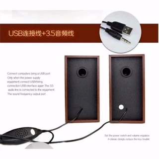 HiFi 3D Bass Speaker ลำโพงคอมพิวเตอร์ ลำโพงไม้ พร้อมเครื่องปรับระดับเสียง ลำโพงคอมUSB ลำโพงต่อTV โทรทัศน์ คอมพิวเตอร์ PC