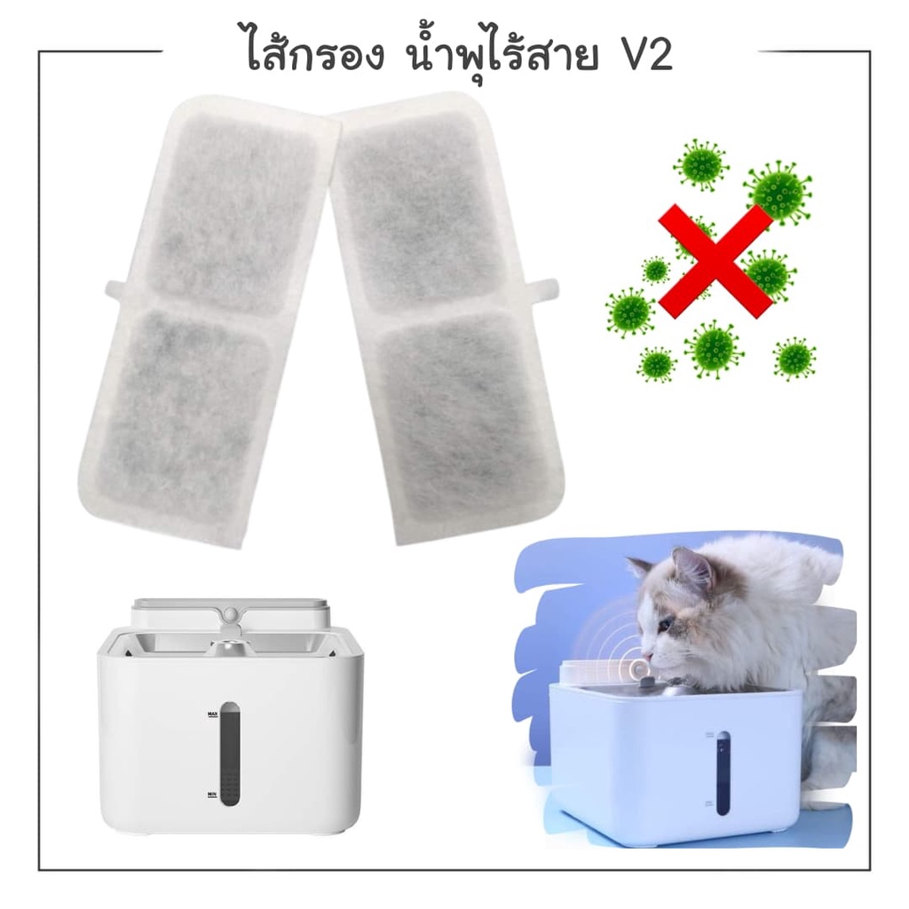 CatHoliday ไส้กรองน้ำพุไร้สาย V2 ไส้กรองน้ำพุ ใส้กรองน้ำพุแมว