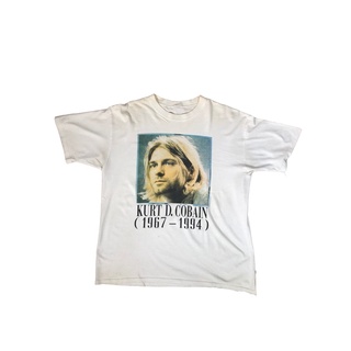 เสื้อยืด สีขาว วินเทจ VTG 90 s Nirvana kurt cobain