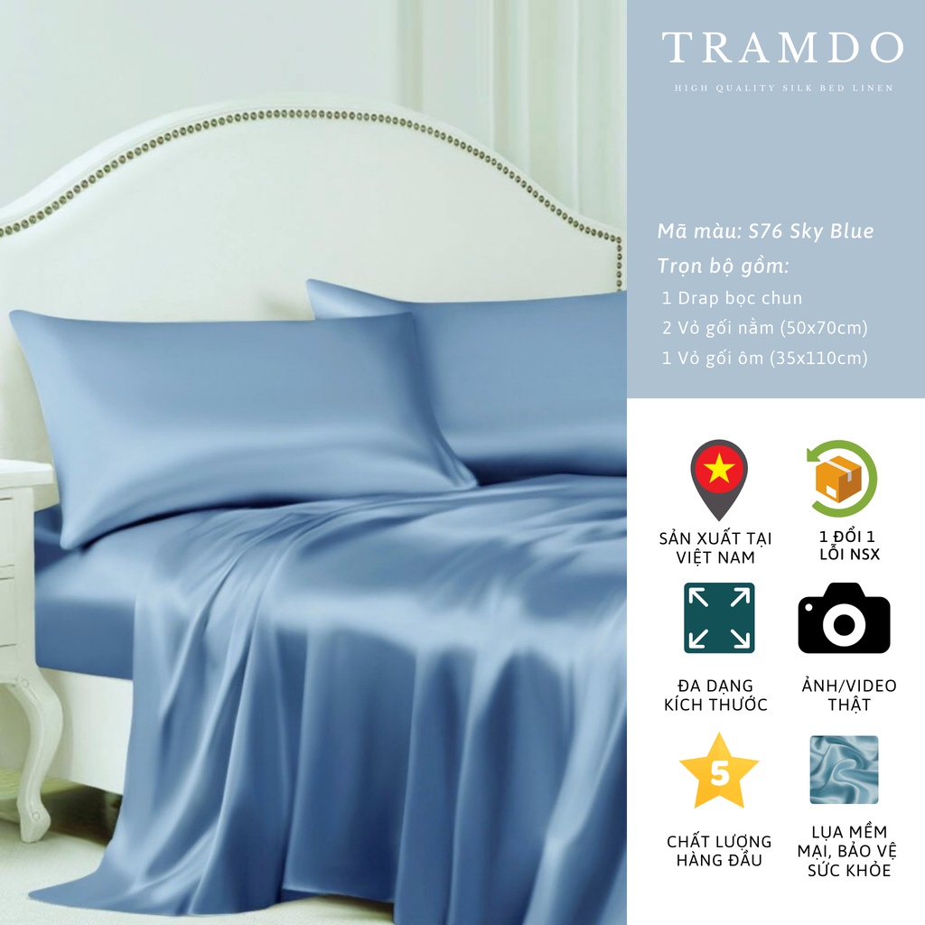 NITE9SILK TRADO BEDDING ผ้าไหมหรูหรา BEDDING Set Sky Blue