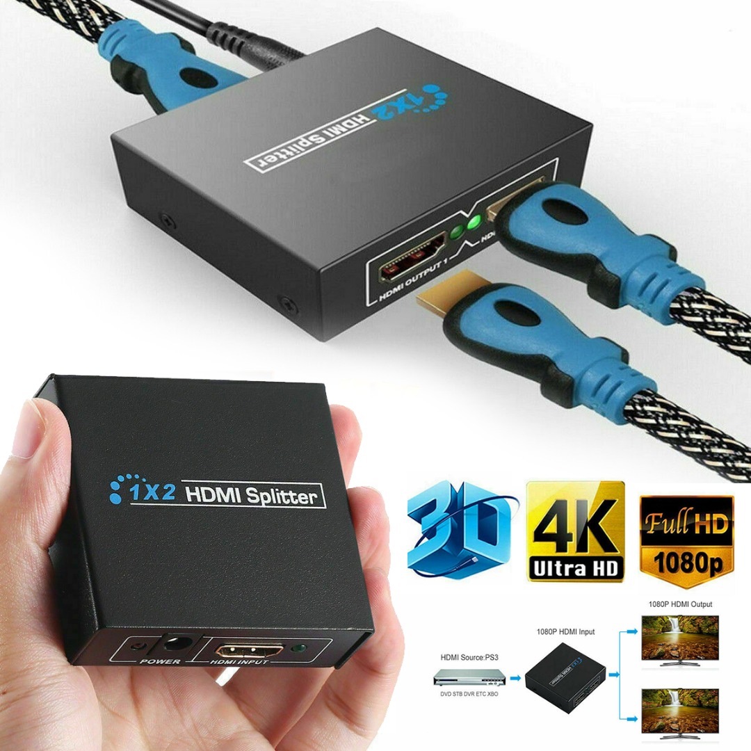 1 In X 2 Out 3D Full Hd 1080P 4K Hdmi Splitter Hdtv อุปกรณ์แยกสวิตช์ ...