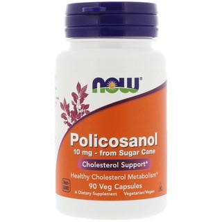 สารสกัดโพลีโคซานอล Now Foods, Policosanol, 10 mg, 90 เม็ด ลดโคเลสเตอรอล ลดไขมันในเลือด [Exp.04/22]