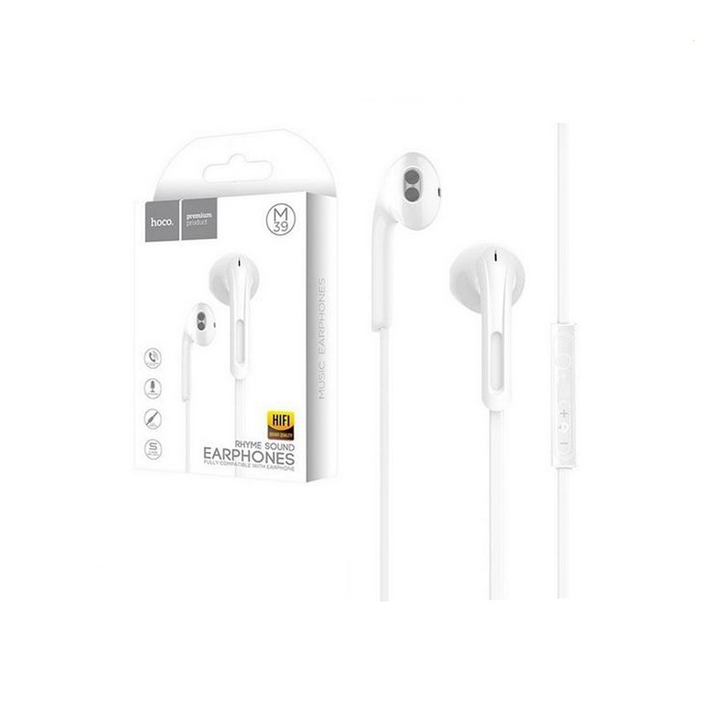 [ส่งฟรี]หูฟังไอโฟน HOCO m39 rhyme sound earphones with microphone (สีขาว)