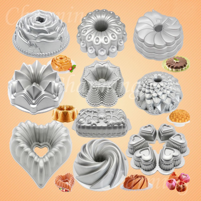 ❉แม่พิมพ์เค้ก พิมพ์เค้กอะลูมิเนียม รูปเค้กเกลียว Aluminum Alloy Cake Mould DIY Baking Dessert Mousse