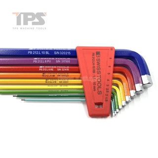 ชุดประแจหกเหลี่ยมสีรุ้ง หัวบอลสั้น 1.5-10 มม. NO.212H-10RB PB