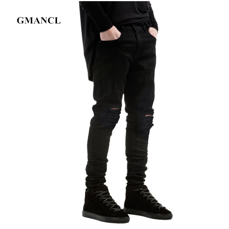 black ripped joggers