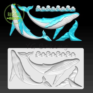 โมเดลปลาวาฬ Dorica New Ocean Series &amp;amp; แม่พิมพ์ซิลิโคน รูปคลื่น สําหรับทําเค้ก ฟองดองท์ เบเกอรี่