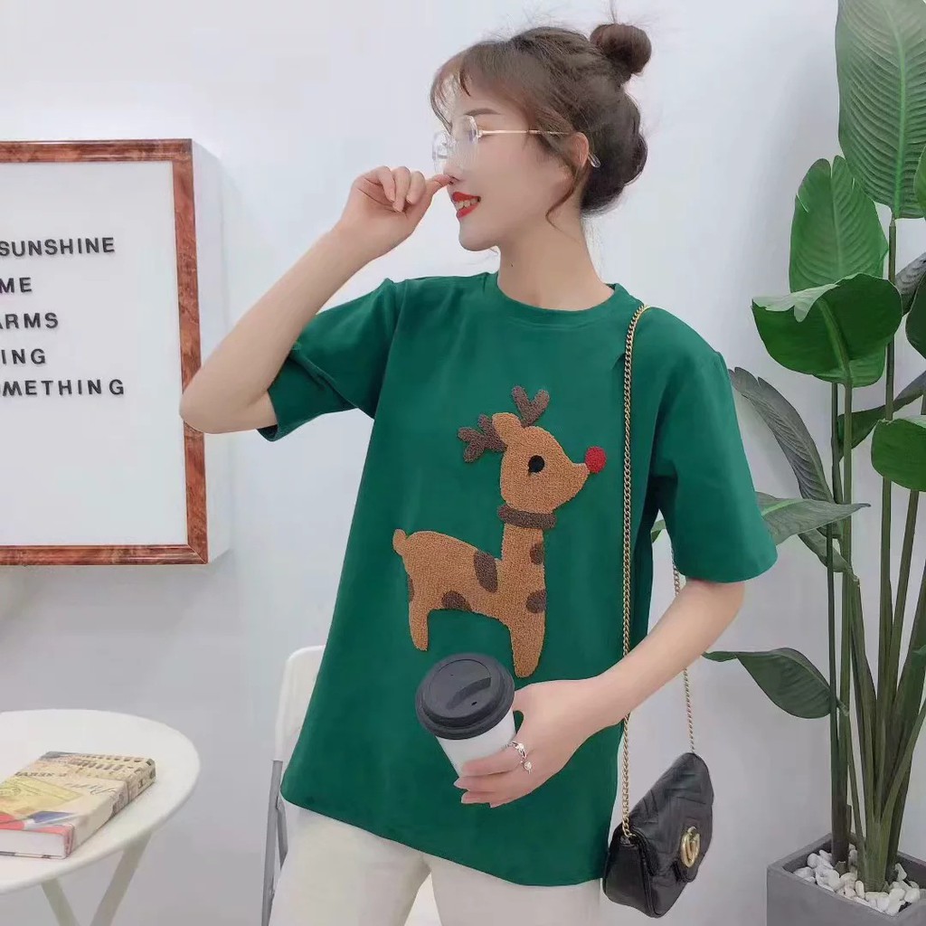 LH.Sunday🍀 เสื้อยืดคอกลมลายเจ้ากวางสุดนั้ลร้าาคคค 🦌💕 ผ้านิ่มใส่สบาย รุ่นนี้จัดให้จุกๆ 7 สียั่วๆบดกันไปเล้ยย 💣🔥🔥 - รูปที่ 2