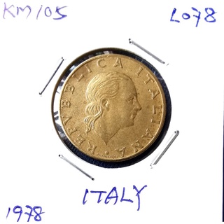 เหรียญ​ต่างประเทศ​ อิตาลี​ Italy, 200 Lire, ใช้แล้ว,#0693L