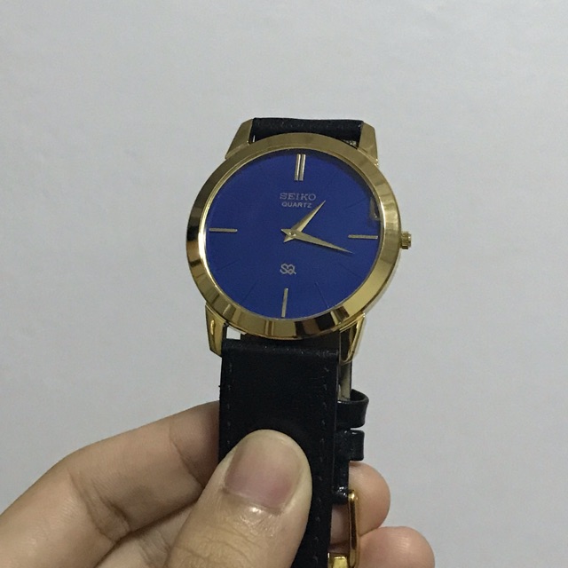 นาฬิกา Seiko vintage เรือนทอง หน้าปัดน้ำเงิน ของใหม่ ตำหนิ1จุด