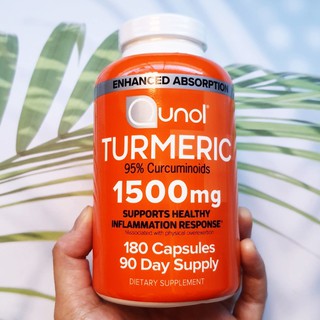 คิวนอล ขมิ้นชันสกัด Turmeric 95% Curcuminoids 1,500 mg, 180 Capsules (Qunol®)