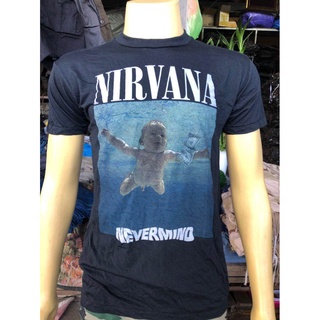 สไตล์มินิมอล NIRVANA วงดนตรีเสื้อทัวร์คอนเสิร์ตเสื้อยืดคอกลมผ้าฝ้ายด้านบน