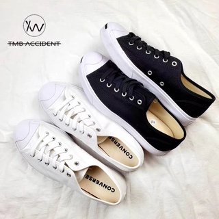 Converse jack purcell black and white classic open smile low-top รองเท้าผ้าใบ รองเท้าผ้าใบลำลอง