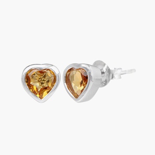 Moress Citrine Heart Earrings ต่างหูเงินแท้ประดับพลอยซิทรีน