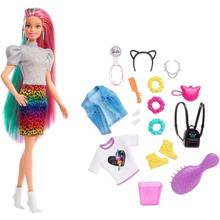 Barbie Leopard Rainbow Hair Doll ตุ๊กตา บาร์บี้ เสือดาวสายรุ้ง  GRN81