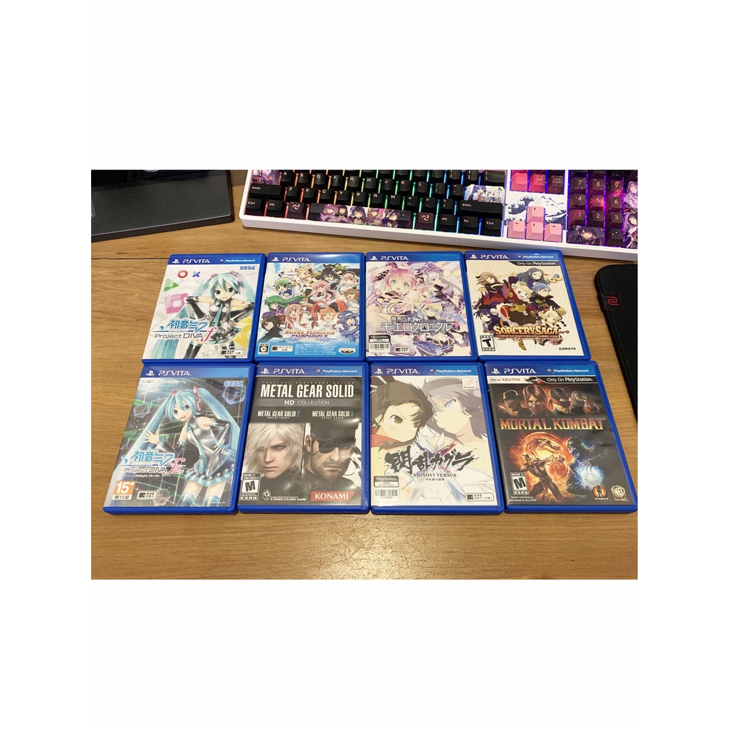 เกม PS Vita มือสอง Miku Project DIVA F-F2, Heroine (JAP), Moero Chronicle, Sorcery Saga, Metal Gear, Senran Sakera, MK