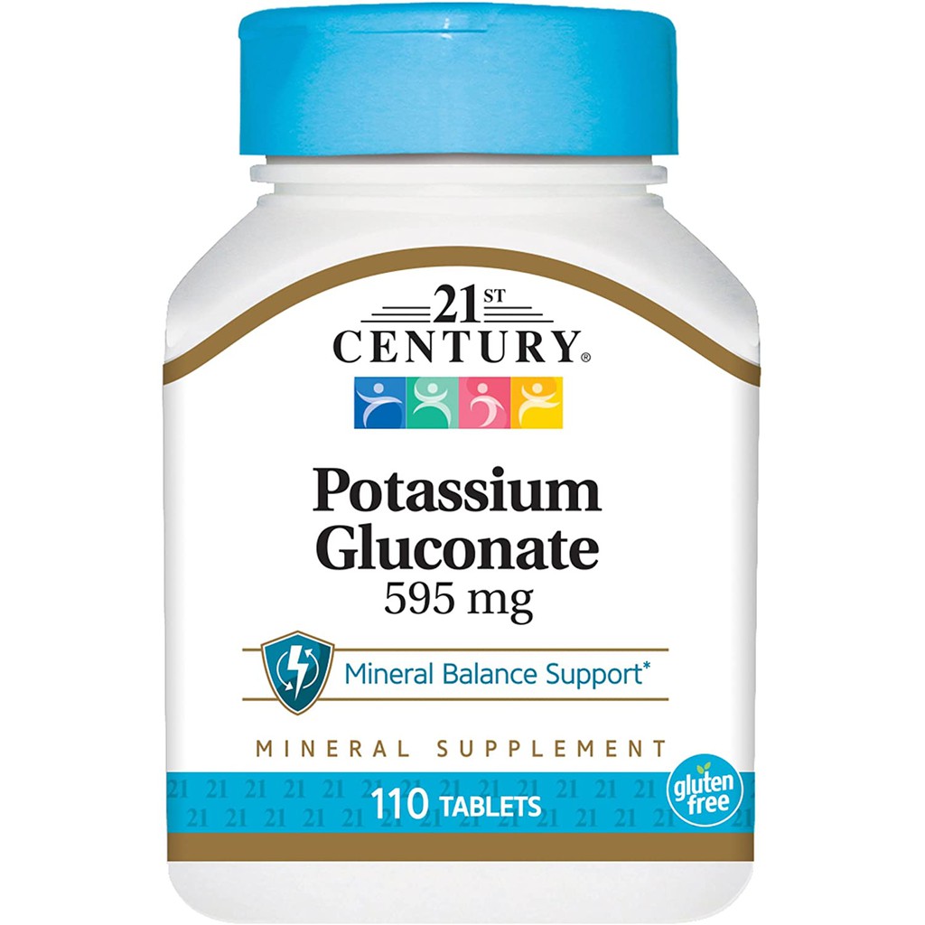 [ของแท้ 100%] 21st CENTURY POTASSIUM GLUCONATE 595 mg 110 COUNT