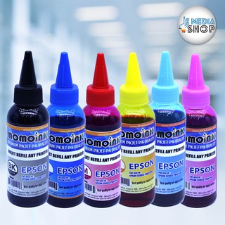 MoMo Ink Refill เอปสัน 100 ml.สีดำ-สีฟ้า-สีชมพู-สีเหลือง-สีฟ้าอ่อน-สีชมพูอ่อน