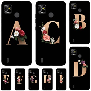 เคสโทรศัพท์มือถือ Tpu ลายตัวอักษรภาษาอังกฤษ 26 ตัวอักษรสําหรับ Tecno Pop 5 Bd2 Bd2P 6.1"