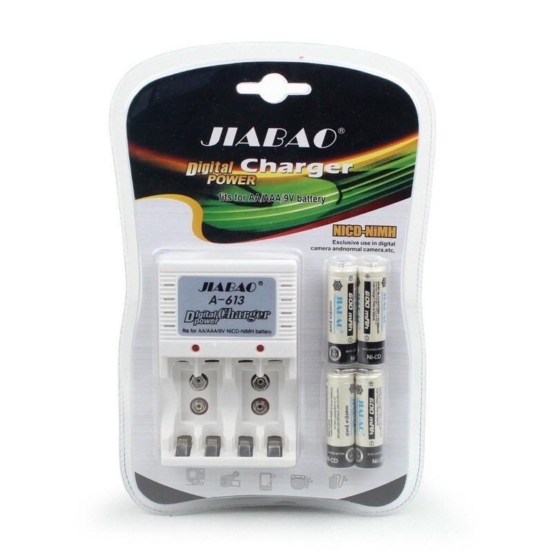 เครื่องชาร์จถ่าน AA AAA 9V Jiabao รุ่น A-613 เครื่องชาร์ท ถ่าน JIABAO A 613 ฟรี ถ่านAA 4 ก้อน Batter