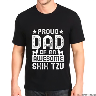 ใหม่ เสื้อยืด ผ้าฝ้าย 100% พิมพ์ลายกราฟฟิค Kawaii Shih Tzu Dad Dad สไตล์เรโทร ของขวัญ สําหรับผู้ชายSize S-5XL