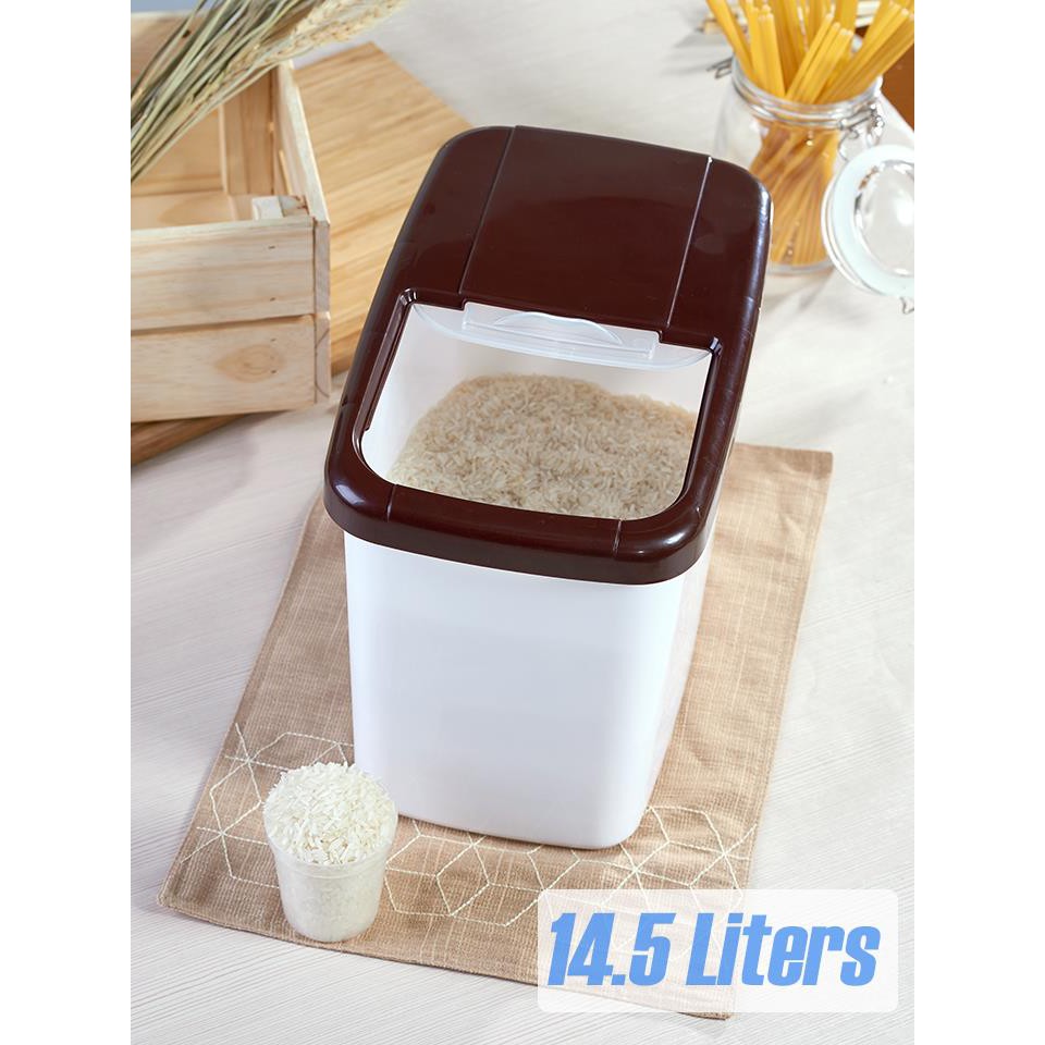 ส่งฟรี กล่องเก็บข้าวสาร ถังเก็บข้าวสารพร้อมถ้วยตวง  Rice Storage Box with Cup เก็บเงินปลายทาง