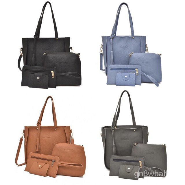 4in1 BagSet ToteBag SlingBag CoinBag CardPouch Beg Combo ...