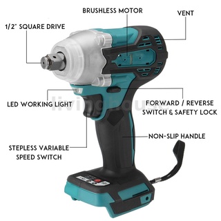 ประแจกระแทกไร้สาย 1/2 นิ้ว 620Nm แบบเปลี่ยน สําหรับ Makita 18V