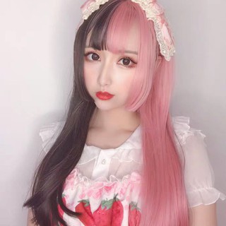 อะนิเมะวิกผมสีชมพูสีดำ สนุกแต่งตัว วิกผมเจ้าหญิงญี่ปุ่น Lolita