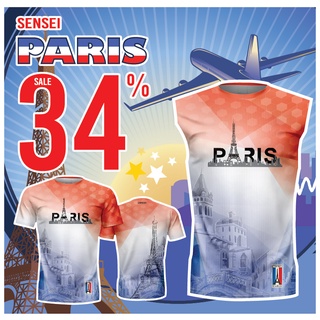 🌈โค้ดSENSEIOMGลด15%🌈เสื้อแขนสั้นพิมพ์ลาย(หน้า-หลัง) SENSEI ลายRUNPARIS7