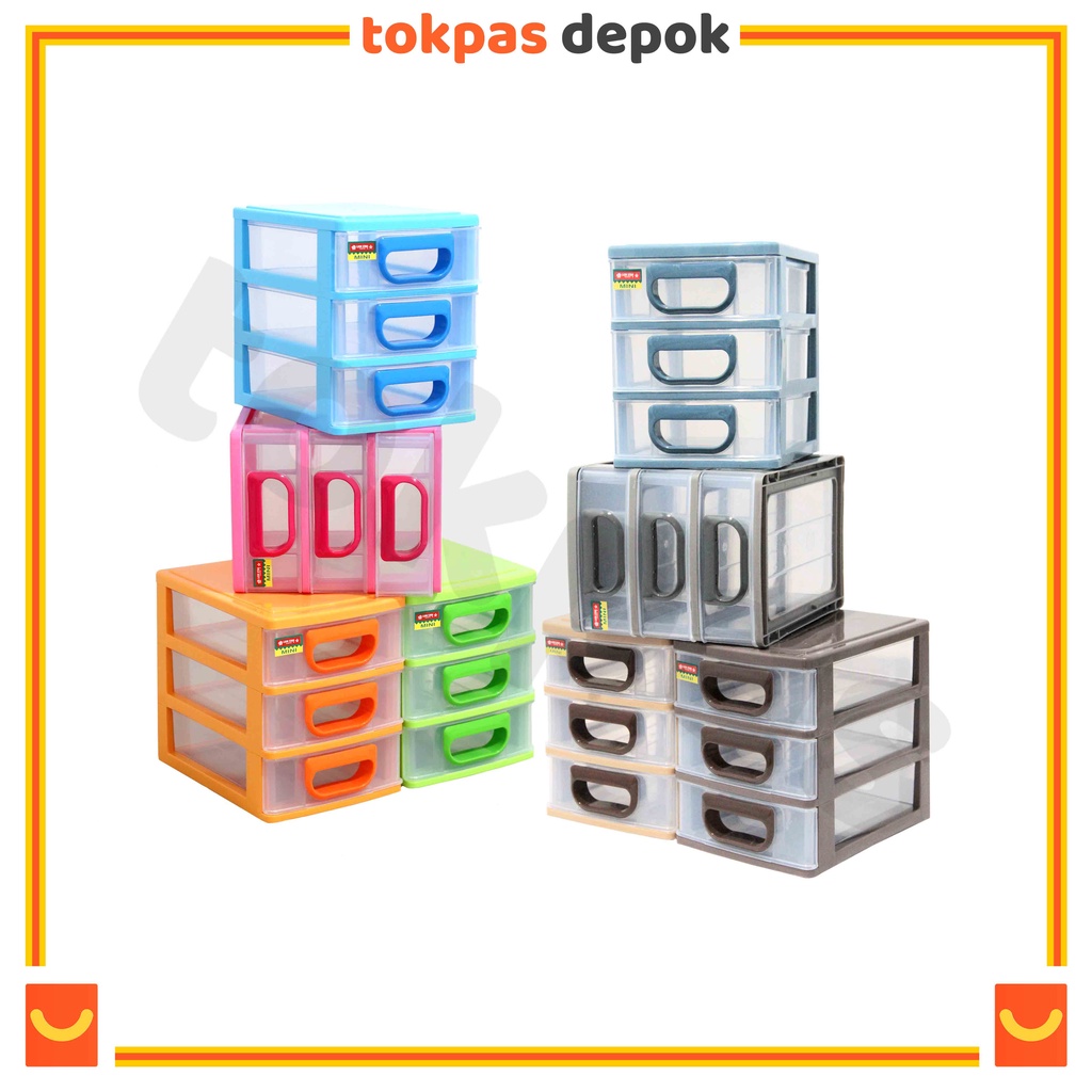 [สีเต็ม] Lion Star Container ลิ้นชักพลาสติกขนาดเล็ก 3 ชั้น ลิ้นชักเก็บของพลาสติก 3 ชั้น Estima Mini 